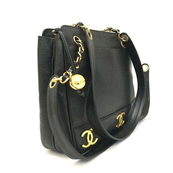 💯 Auth CHANEL Triple Coco Caviar Skin Chain Tote - Picture 4 of 8